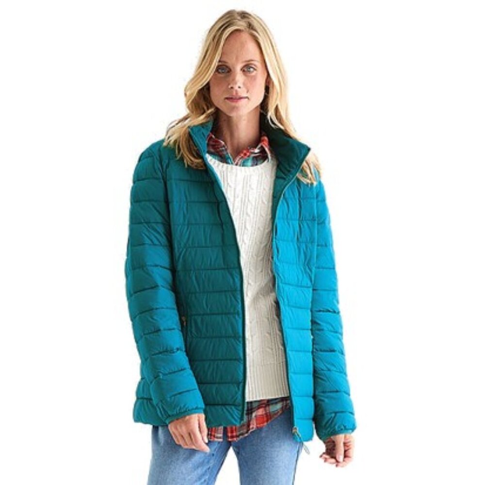 St. John's Bay Rich Teal Womens Hooded Midweight Puffer Jacket Sz L/XL
